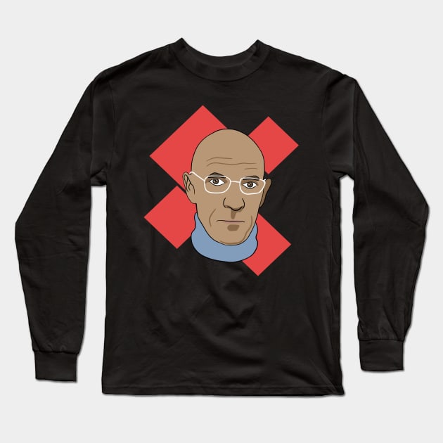 Michel Foucault - Portrait With Squares Long Sleeve T-Shirt by isstgeschichte